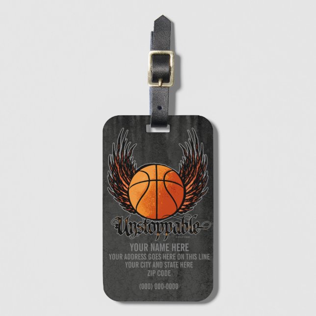 Etiqueta De Bagagem Isolável (Basquete) (Frente Vertical)