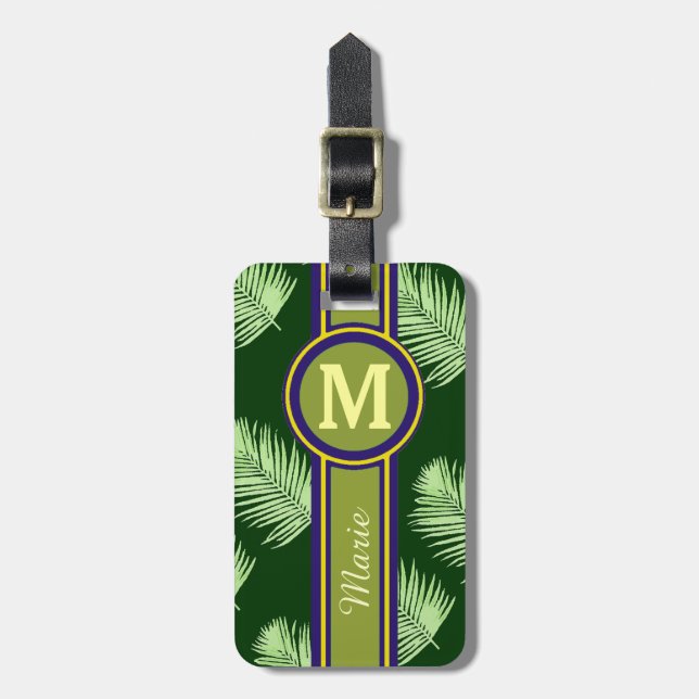 Etiqueta De Bagagem item viagem personalizado verde (Frente Vertical)