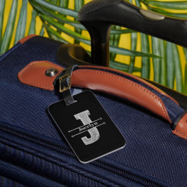 Etiqueta De Bagagem J Monograma Inicial do Prata Personalizado Seu Nom