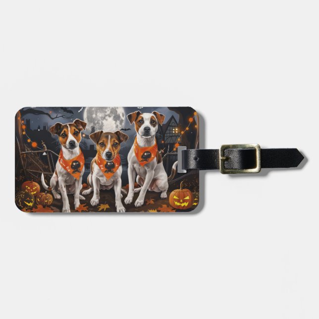 Etiqueta De Bagagem Jack Russell Halloween Spooky (Frente Horizontal)