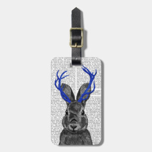 Etiqueta De Bagagem Jackalope com Blue Antlers