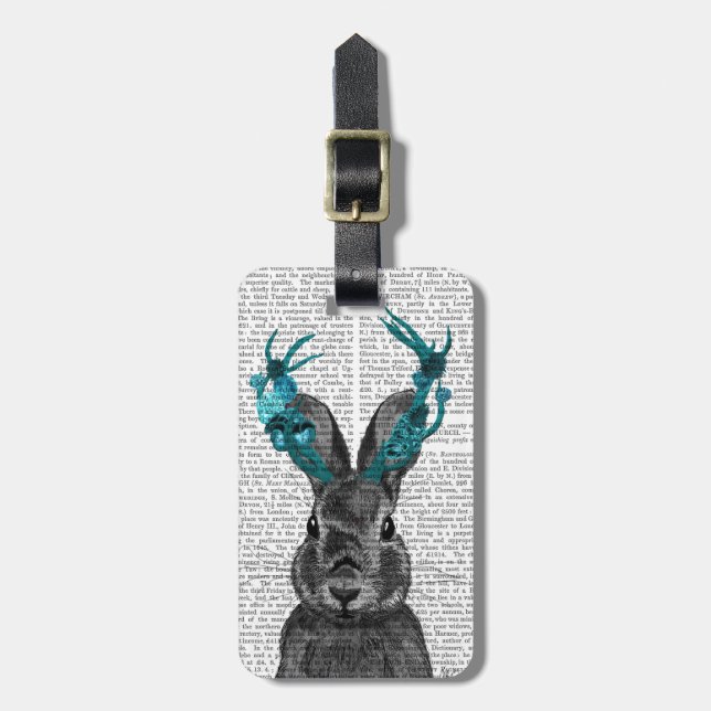 Etiqueta De Bagagem Jackalope com Turquoise Antlers (Frente Vertical)