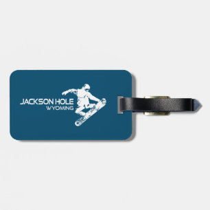 Etiqueta De Bagagem Jackson Hole Wyoming Snowboarder