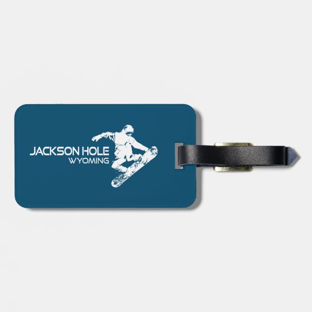 Etiqueta De Bagagem Jackson Hole Wyoming Snowboarder (Traseira Horizontal)