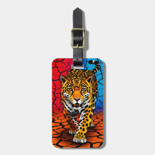 Etiqueta De Bagagem Jaguar em Fundo de Terra Rachada