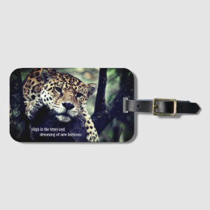 Etiqueta De Bagagem Jaguar preguiçoso na foto da árvore