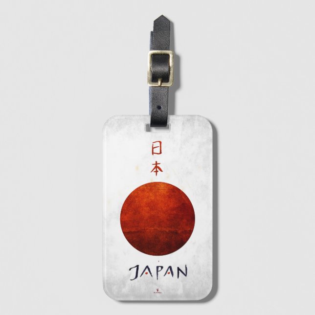 Etiqueta De Bagagem "Japão: 11. Jh./heute - Design Flaggen Schlüssel (Frente Vertical)