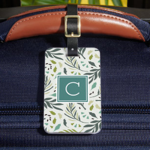 Etiqueta De Bagagem Jardim com vegetação baleia monogramada