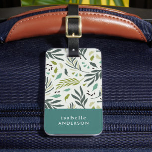 Etiqueta De Bagagem Jardim com vegetação branca personalizada