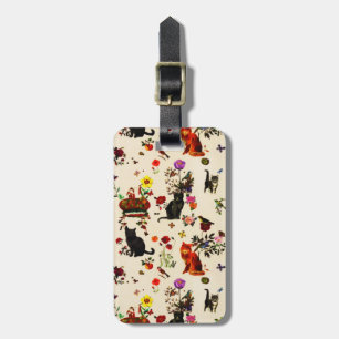 Etiqueta De Bagagem Jardim Floral De Aves, De Laranja Vintage