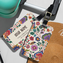 Etiqueta De Bagagem Jardim Florido Colorido Vintage Estilo Romântico