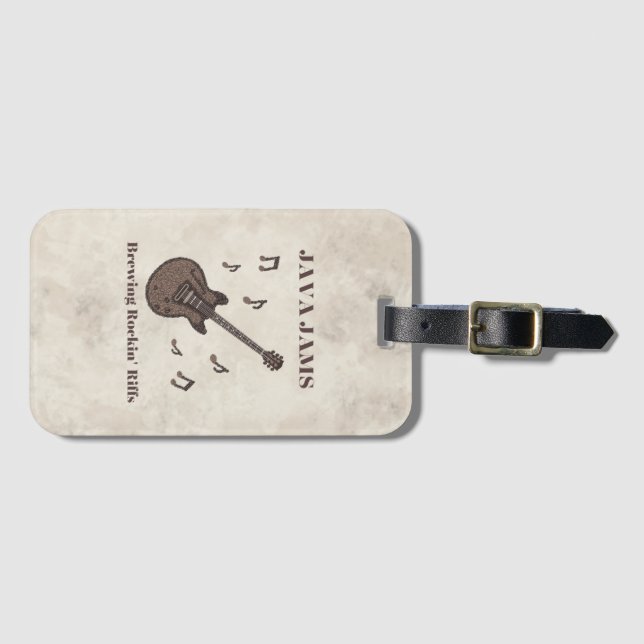 Etiqueta De Bagagem Java Jams-Brewing Rockin' Riffs-Café-Guitarra- (Frente Horizontal)
