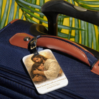 Etiqueta De Bagagem Jesus Abraçando Sua Filha – Bloco de Notas do Amor