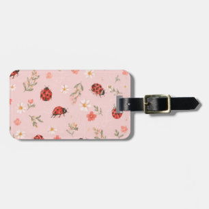 Etiqueta De Bagagem Joaninha Floral em Aquarela