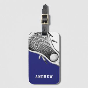 Etiqueta De Bagagem Jogador de Lacrosse Azul
