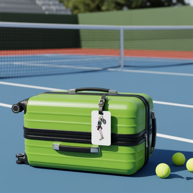 Etiqueta De Bagagem Jogador de Tênis feminino (Criador carregado)