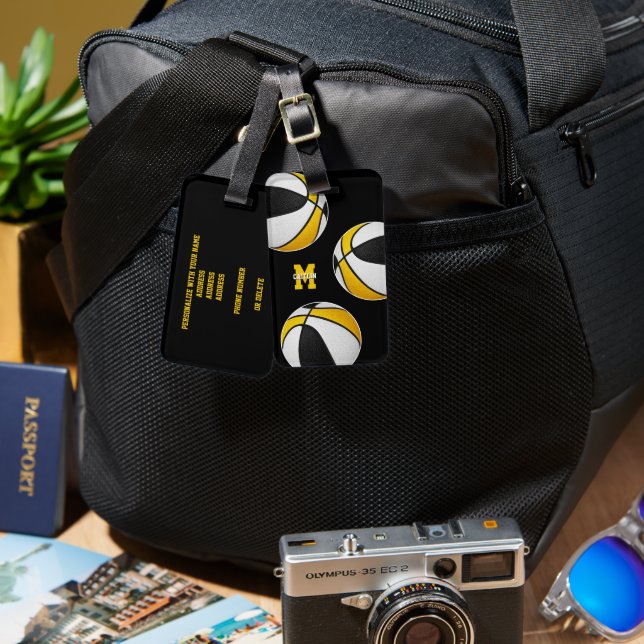 Etiqueta De Bagagem jogadores de basquetebol do Black Gold (Frente e verso)