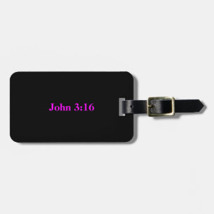 Etiqueta De Bagagem John 3:16, Texto Rosa no Fundo Negro