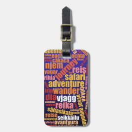 Etiqueta De Bagagem Jornada Colorida na Nuvem do Word em Muitos Idioma