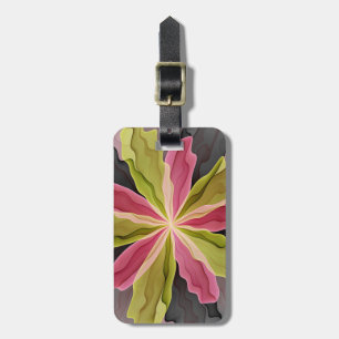 Etiqueta De Bagagem Joy, verde rosa, Antracite Fantasia Flor Fractal