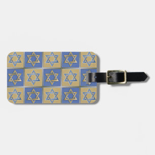 Etiqueta De Bagagem Judaica Star De David Metal Dourado Azul