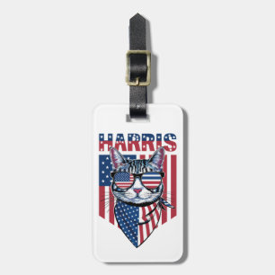 Etiqueta De Bagagem Kamala Harris para Presidente 2024 Gato Engraçado