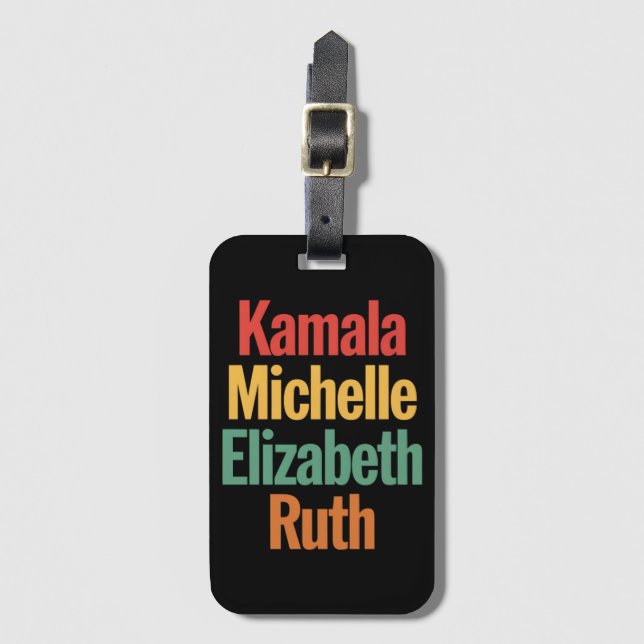 Etiqueta De Bagagem Kamala Michelle Elizabeth Ruth Política Feminista (Frente Vertical)