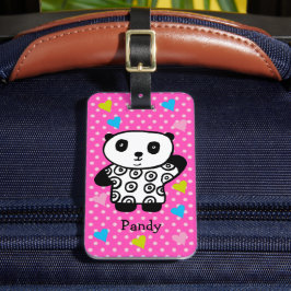 Etiqueta De Bagagem Kawaii Panda Bear Rosa Bolinhas Meninas Corações R
