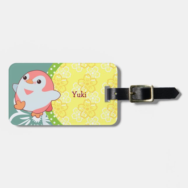 Etiqueta De Bagagem Kawaii Penguin (Frente Horizontal)