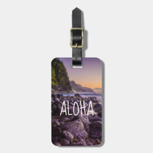 Etiqueta De Bagagem Ke’e Beach em Sunrise, Kauai, Havaí Aloha