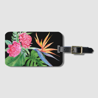 Etiqueta De Bagagem Kealani (Preto) Hawaii Flower Convement