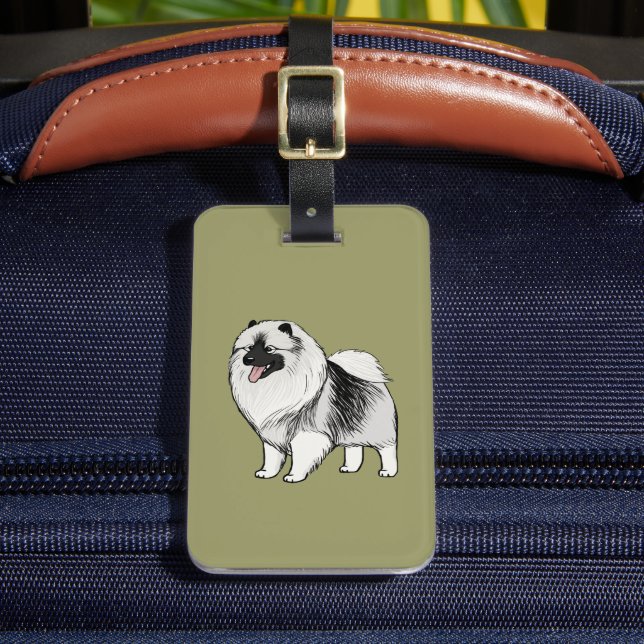 Etiqueta De Bagagem Keeshond com texto personalizável (Frente Insitu 2)