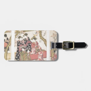 Etiqueta De Bagagem Kitagawa Utamaro flor de cerejeira rosa primavera