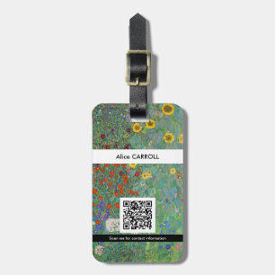 Etiqueta De Bagagem Klimt - Jardim do País com Girassóis - Código QR
