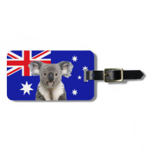 Koala com fundo de bandeira australiana