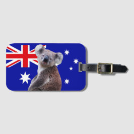 Etiqueta De Bagagem Koala com fundo de bandeira australiana