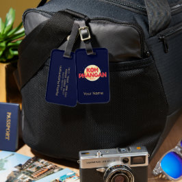 Etiqueta De Bagagem Koh Phangan com a ilha de colheita de lua Tailândi