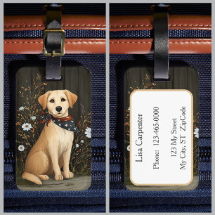 Etiqueta De Bagagem Lab Patriótico Cachorro Gelado Amarelo Retriever