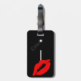 Etiqueta De Bagagem Lábios Beijos Black Red Lipstick Idaho EUA I Monog