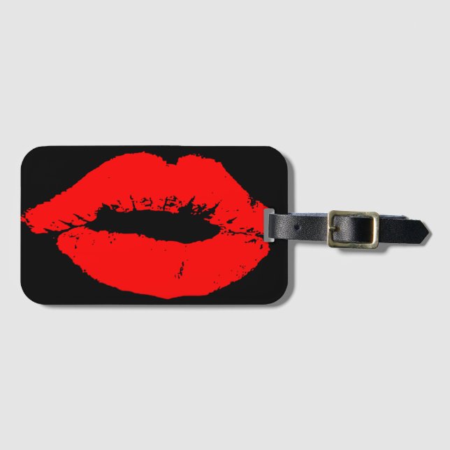 Etiqueta De Bagagem Lábios Beijos Red Lipstick Love Namorados (Frente Horizontal)