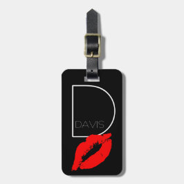 Etiqueta De Bagagem Lábios de Beijo Personalizados Vermelho Negro Lips