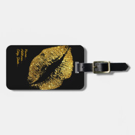 Etiqueta De Bagagem Lábios Dourados do brilho