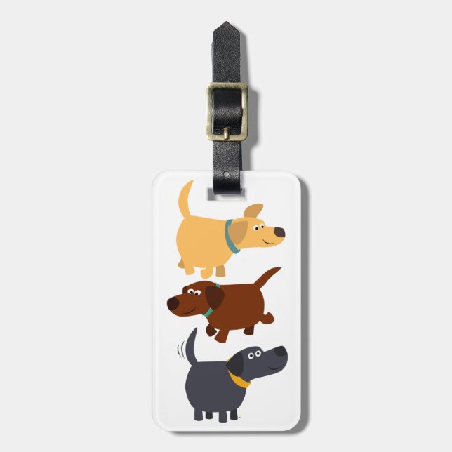 Etiqueta de Bagagem Labradores de Desenho Animado  (Frente Vertical)