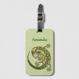 Etiqueta De Bagagem Lagarto Verde