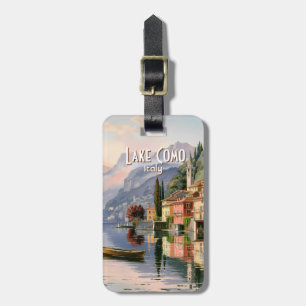 Etiqueta De Bagagem Lago de Como Itália Aquarela de Viagem Vintage Per