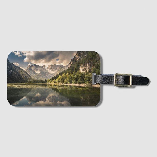 Etiqueta De Bagagem Lago Di Landro Dürrensee, Italia (Frente Horizontal)