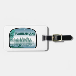 Etiqueta De Bagagem Lago Flathead Montana Veado