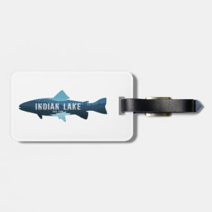 Etiqueta De Bagagem Lago Indian Lake Nova York Peixes