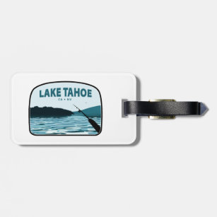 Etiqueta De Bagagem Lago Tahoe California Nevada Fisheries Rod