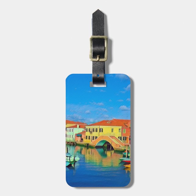 Etiqueta De Bagagem Lagoa veneziana - MURANO - panorama (Frente Vertical)